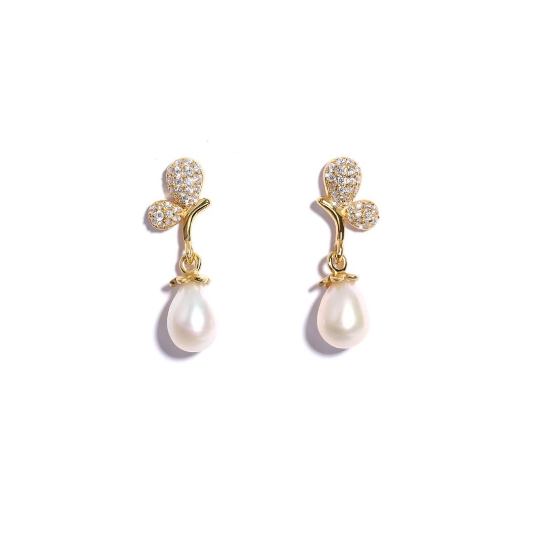 Butterfly Pearl Drop Earrings