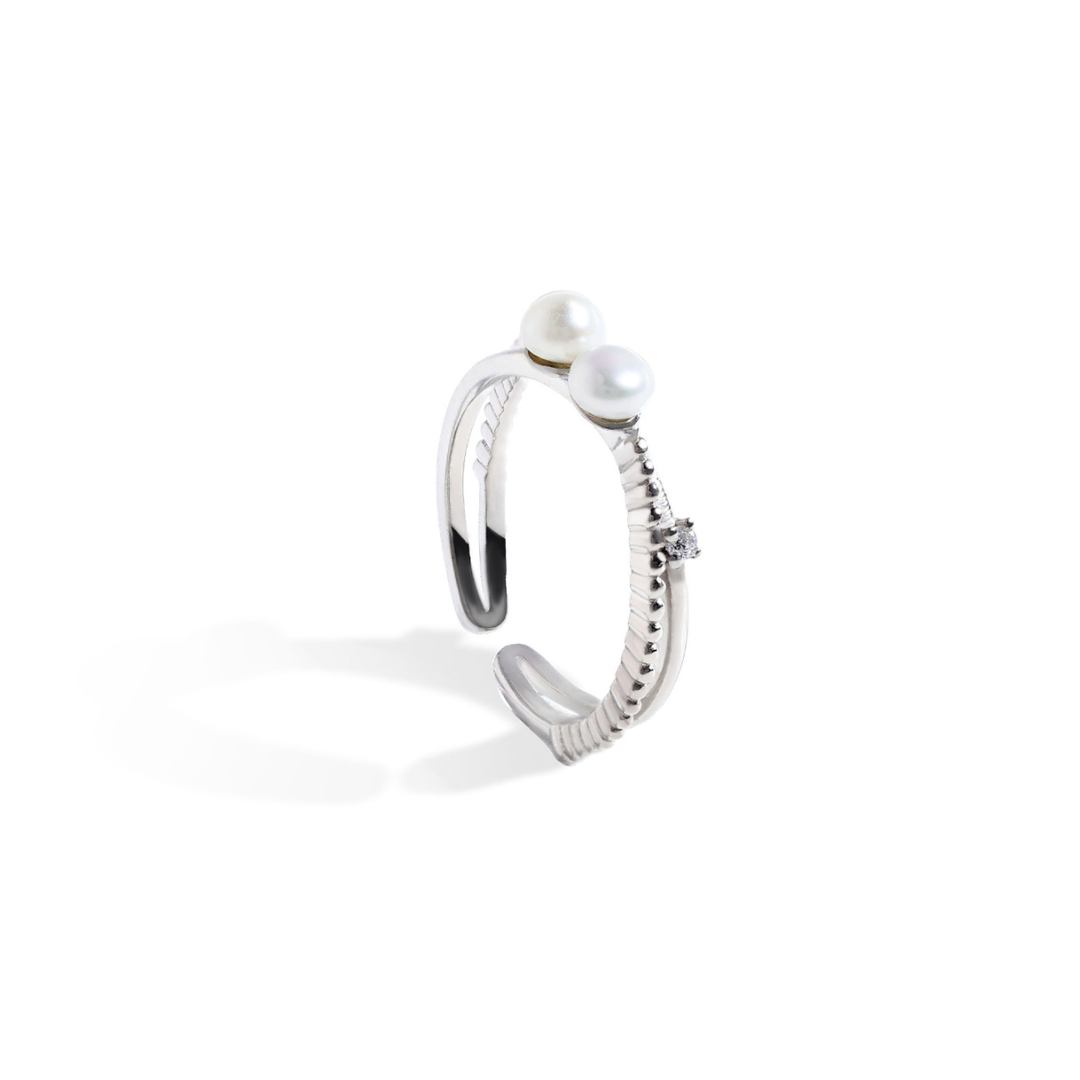 Twist Cross Pearl Ring