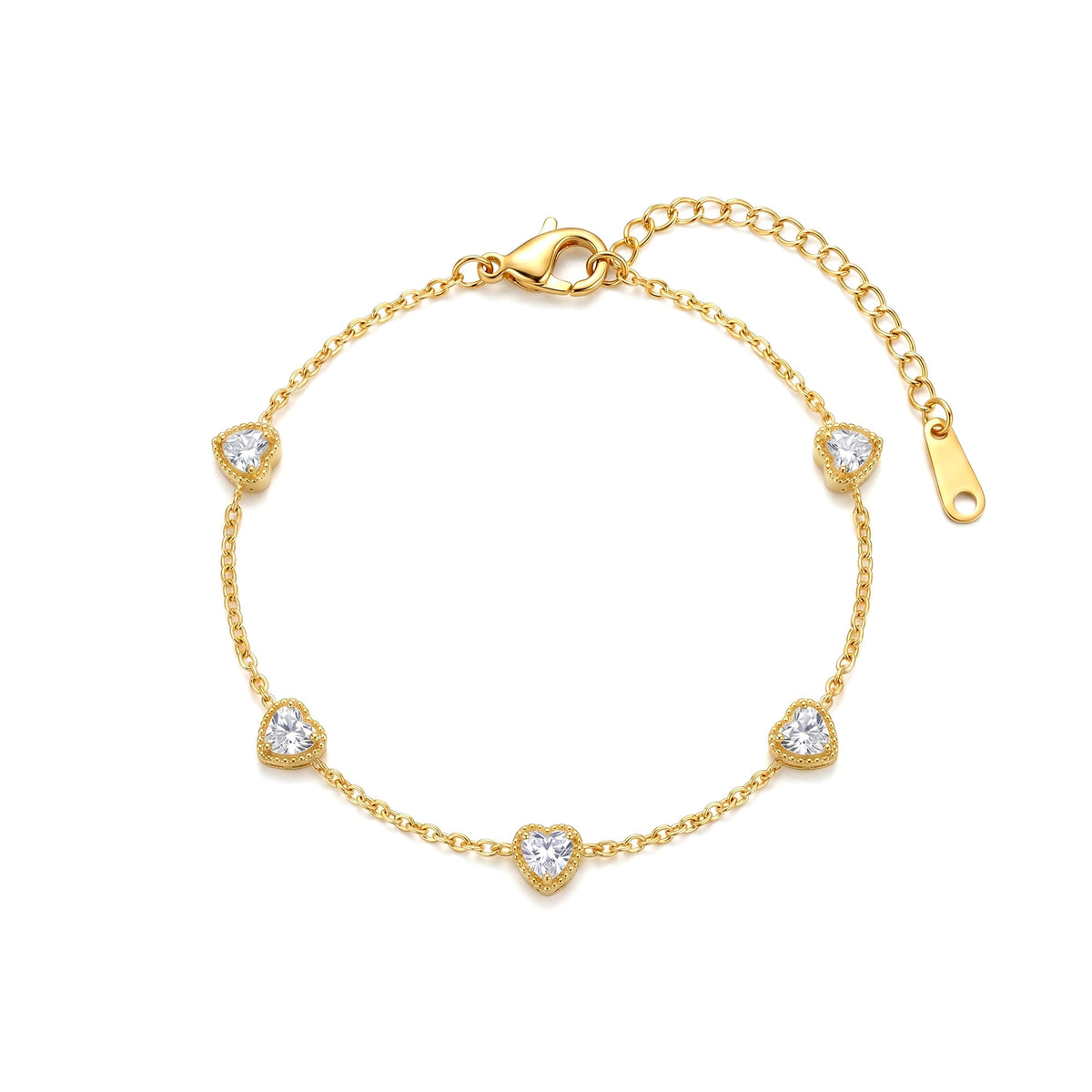 Crystal Heart Charm Bracelet