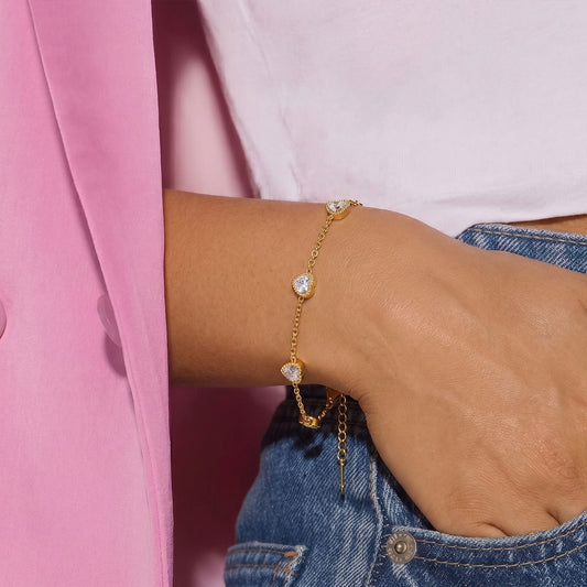 Crystal Heart Charm Bracelet