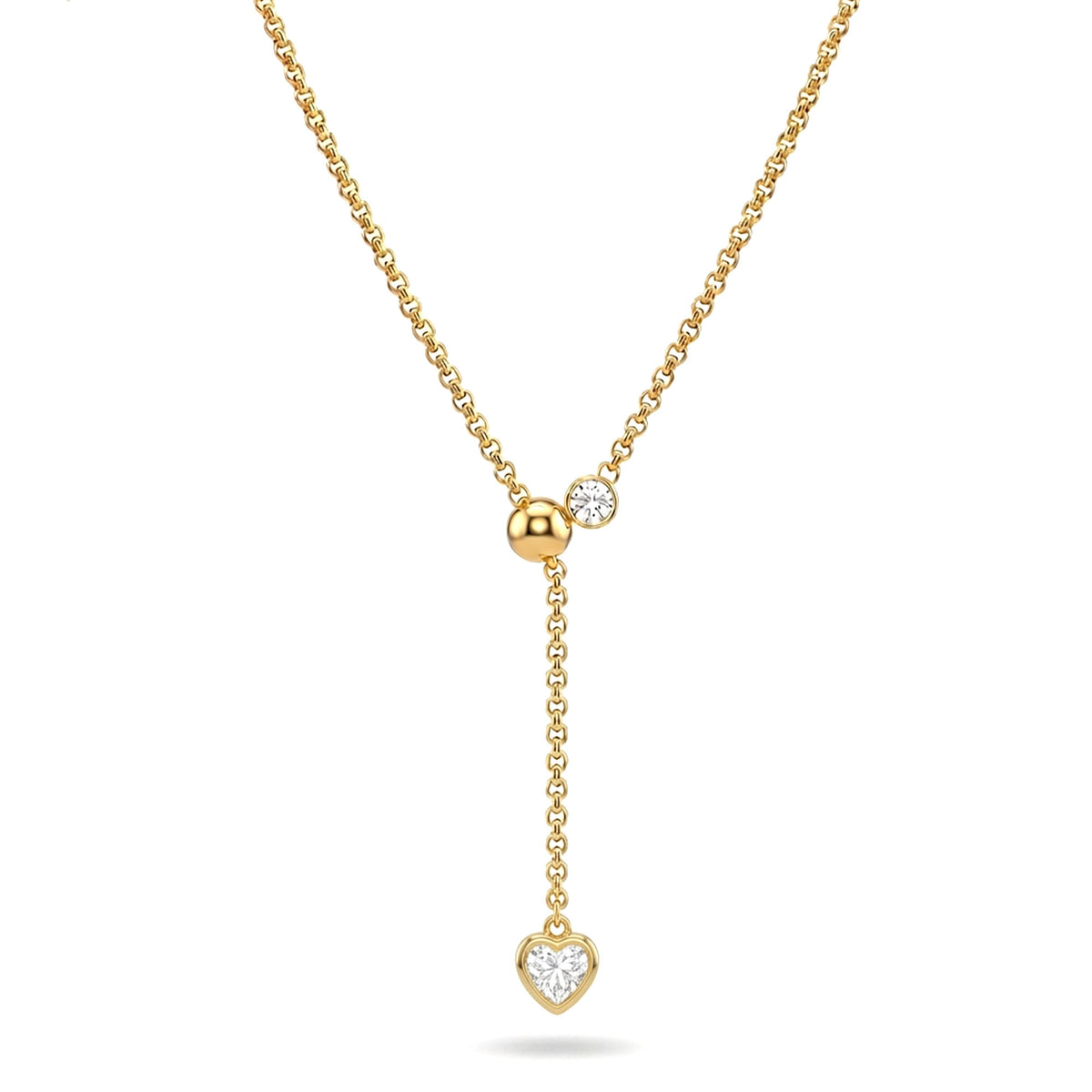 Solitaire Heart Lariat Necklace