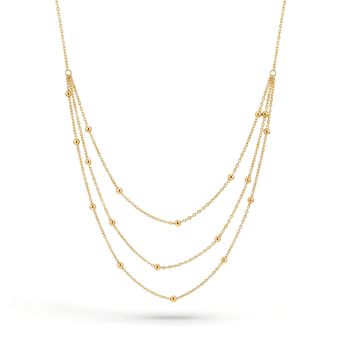 Triple Layer Bead Chain Necklace