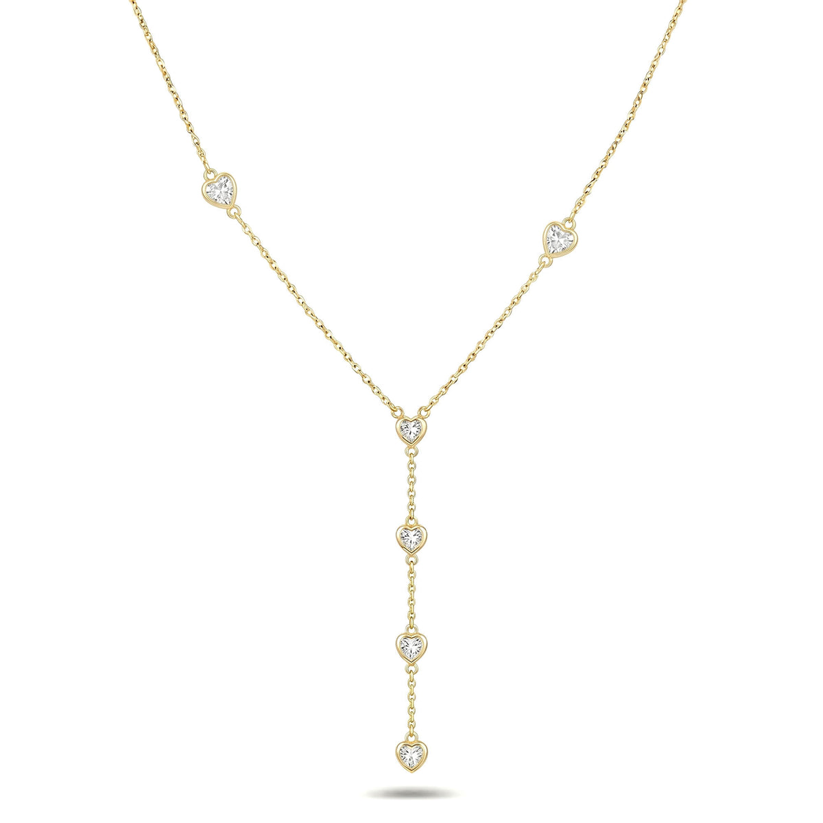 Crystal Heart Lariat Necklace