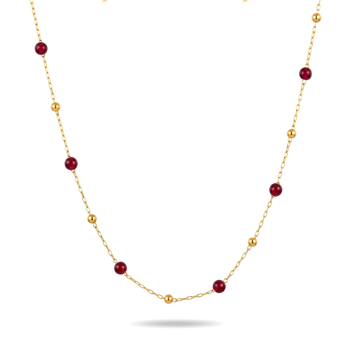 Crimson Beaded Chain Necklace