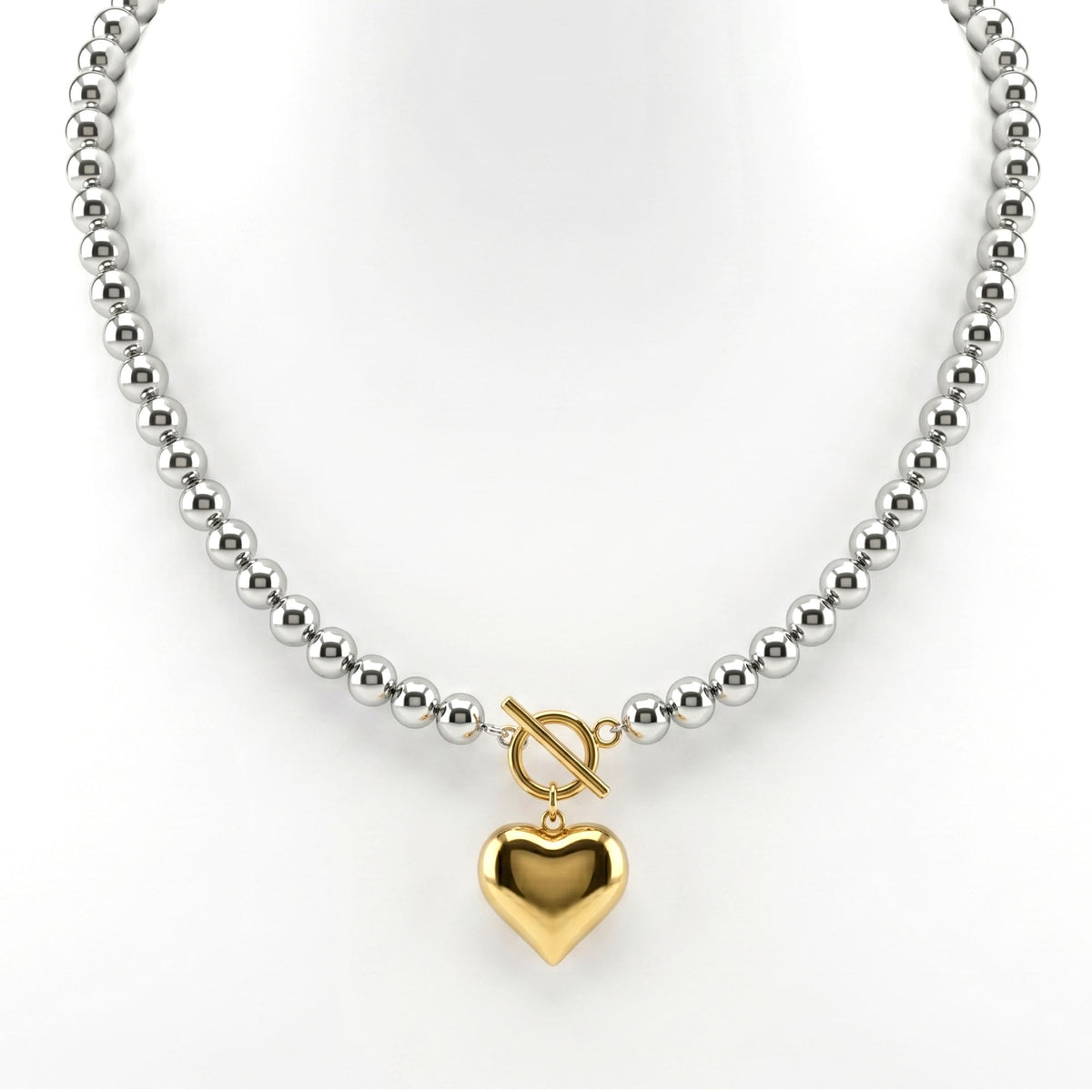 Modern Heart Bead Necklace