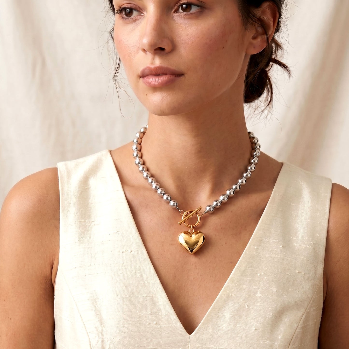 Modern Heart Bead Necklace
