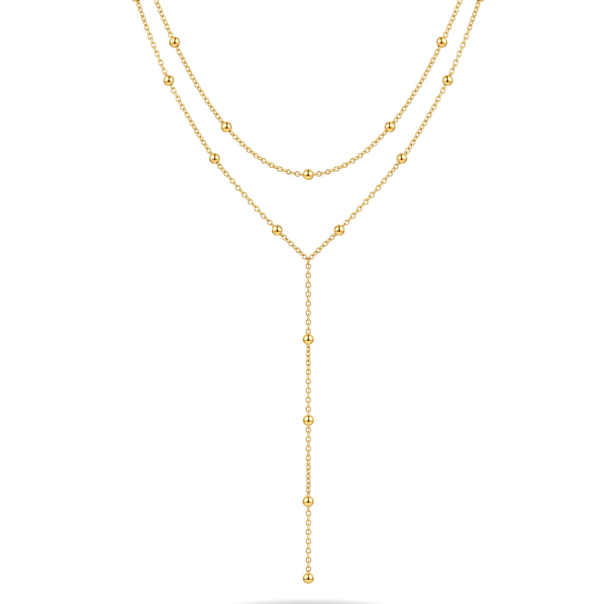 Dainty Beaded Drop Chain Necklace