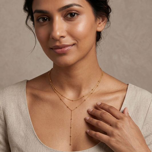 Dainty Beaded Drop Chain Necklace