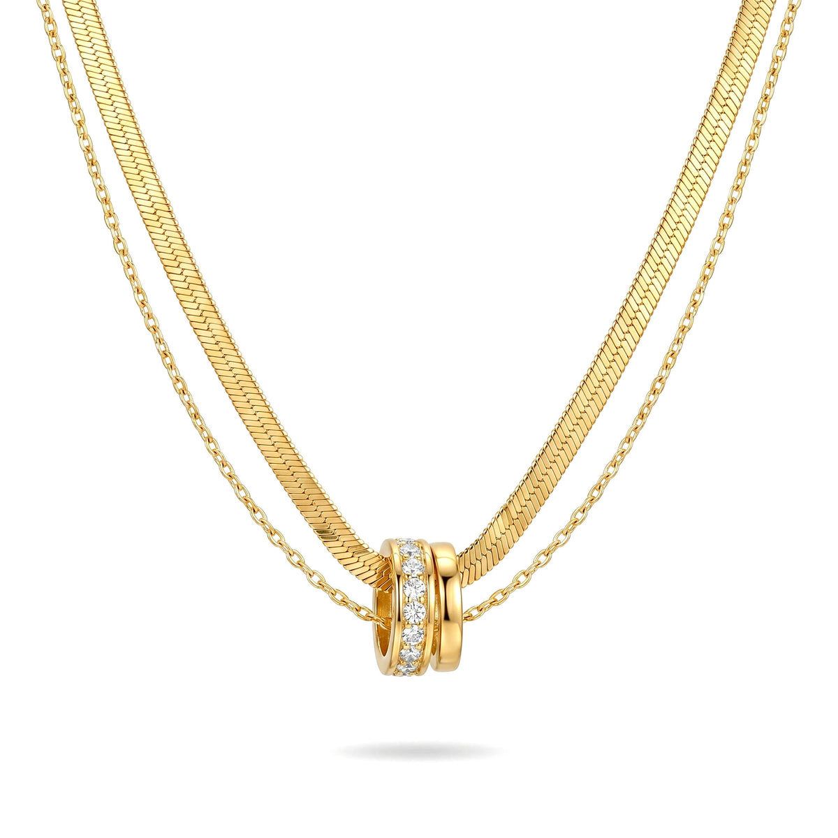 Gold Ring Layered Necklace