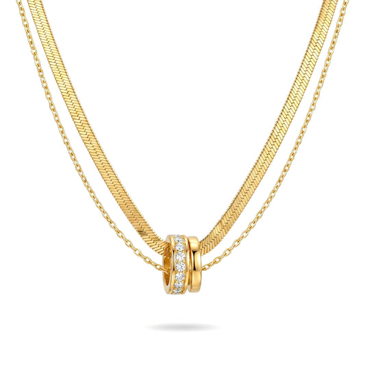 Gold Ring Layered Necklace
