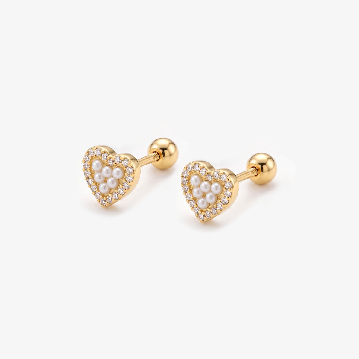 Mini Heart of Pearls Studs
