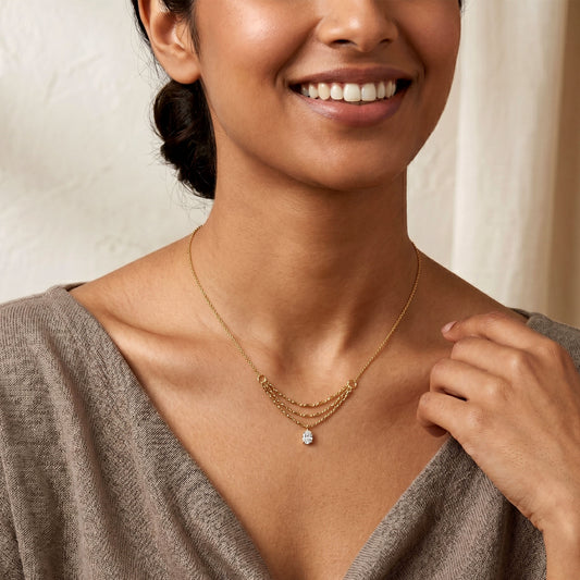 Celeste Draped Solitaire Necklace