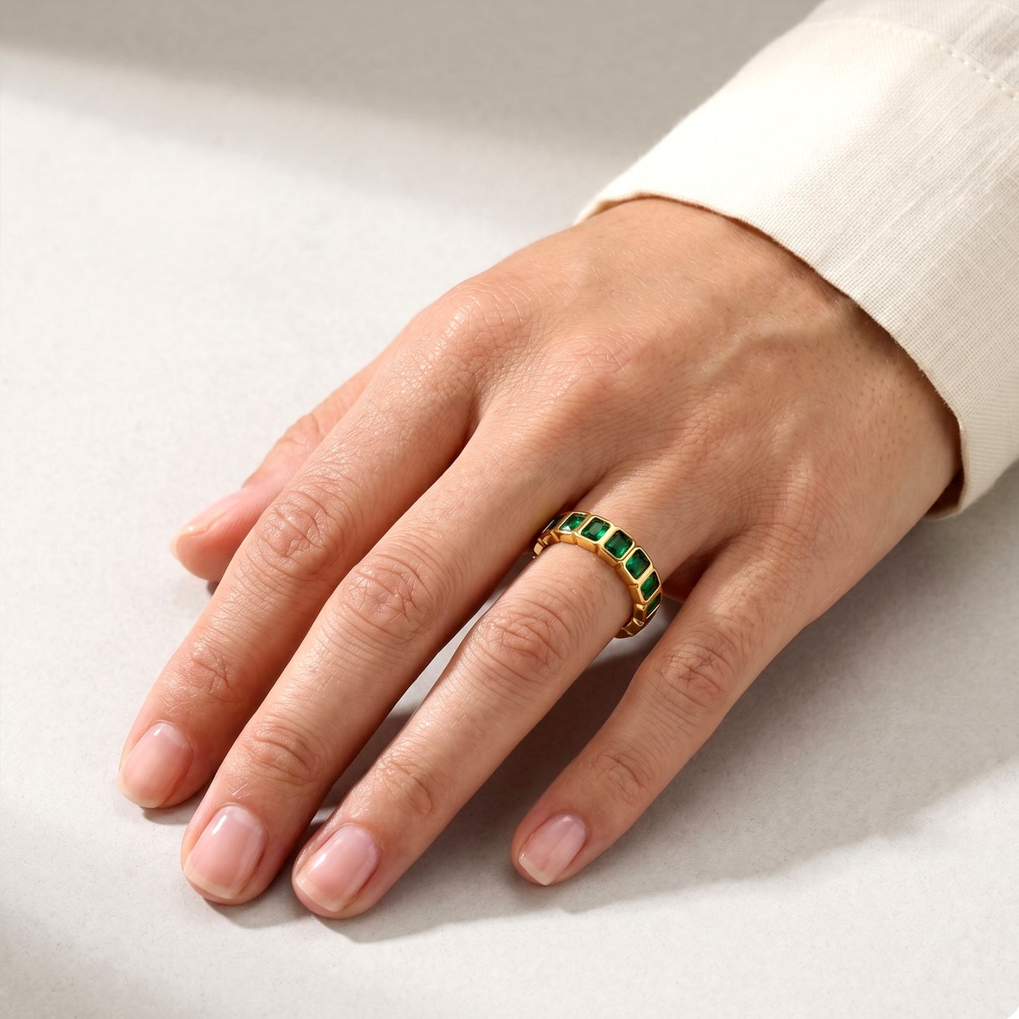 Vivid Green Eternity Band Ring