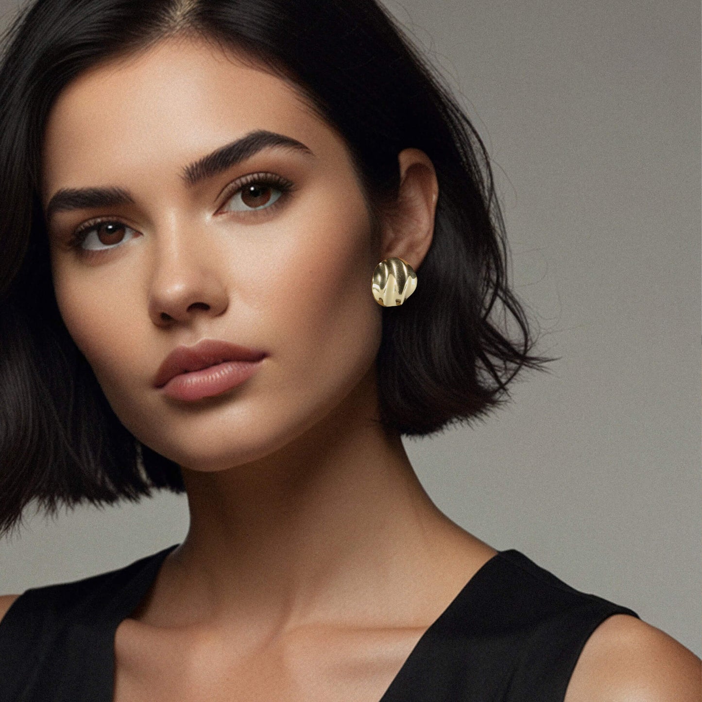 Round Big Stud Earrings