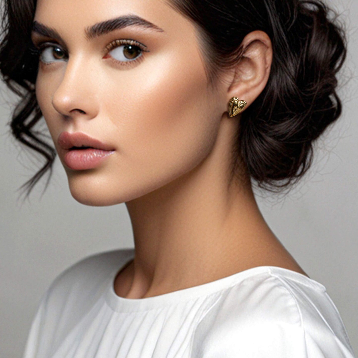 Hearts of Gold Stud Earrings
