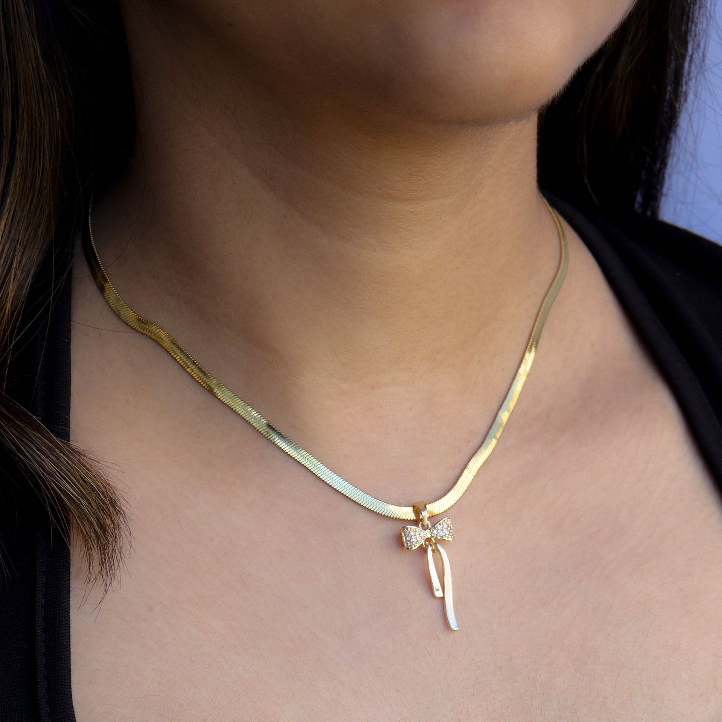 Bow Pendant with Snake Chain