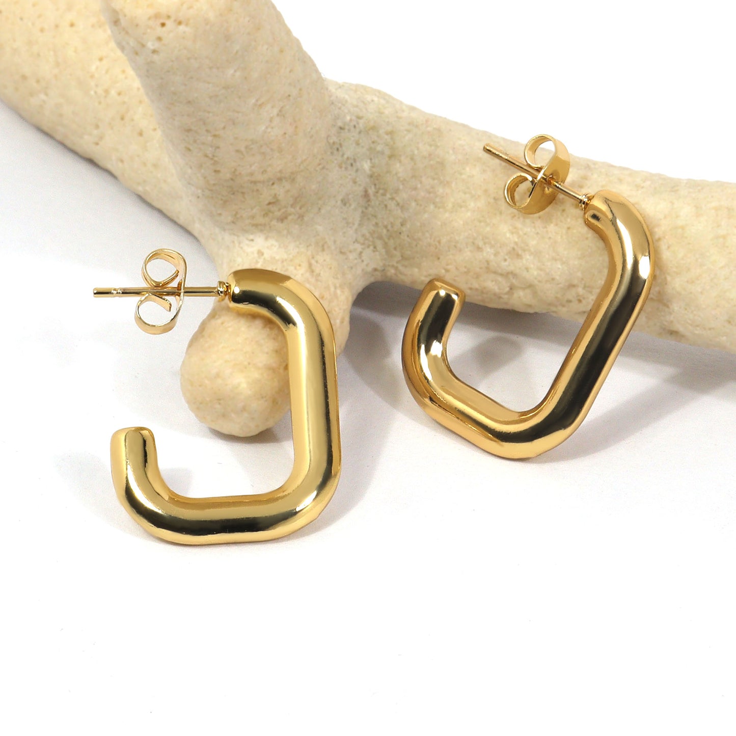 Minimal Rectangle Hoop Earrings