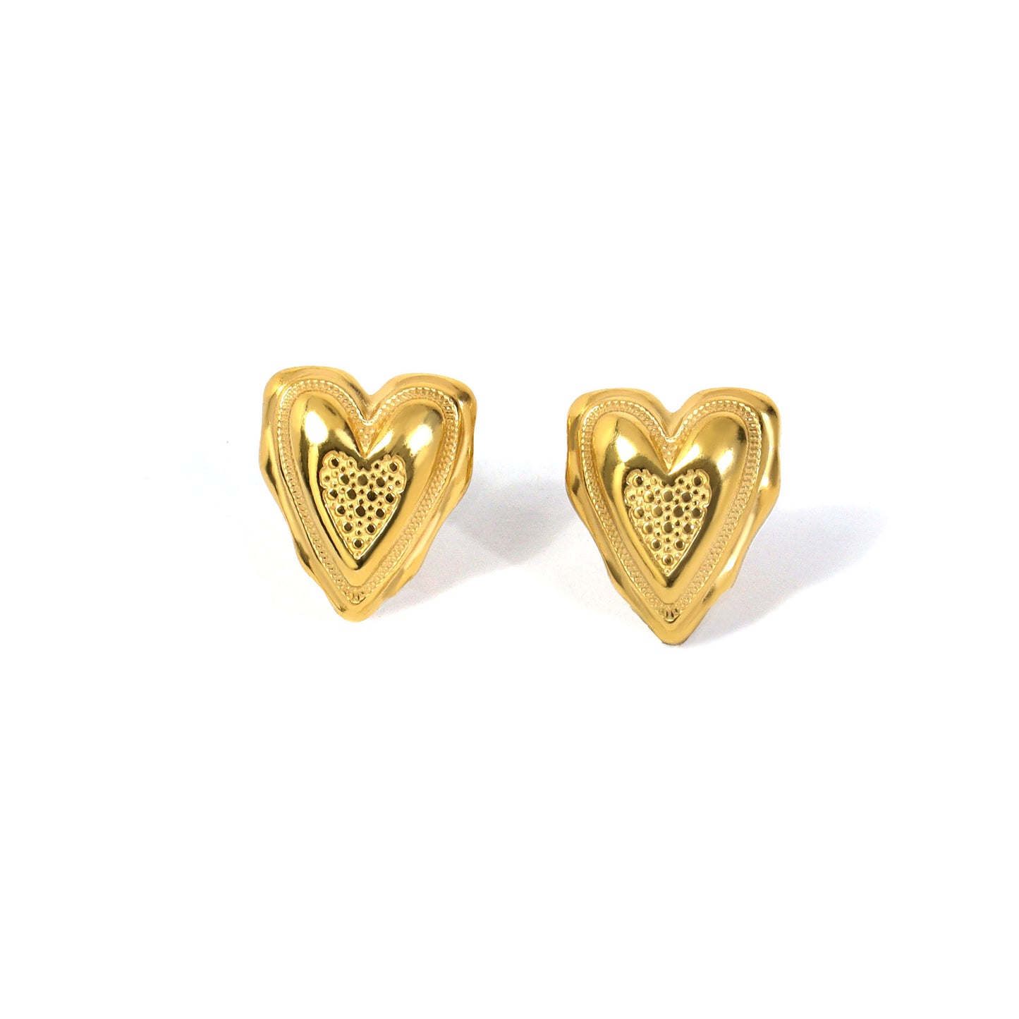 Hearts of Gold Stud Earrings