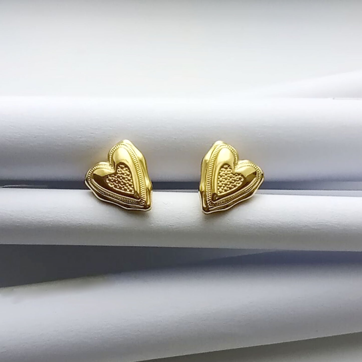 Hearts of Gold Stud Earrings