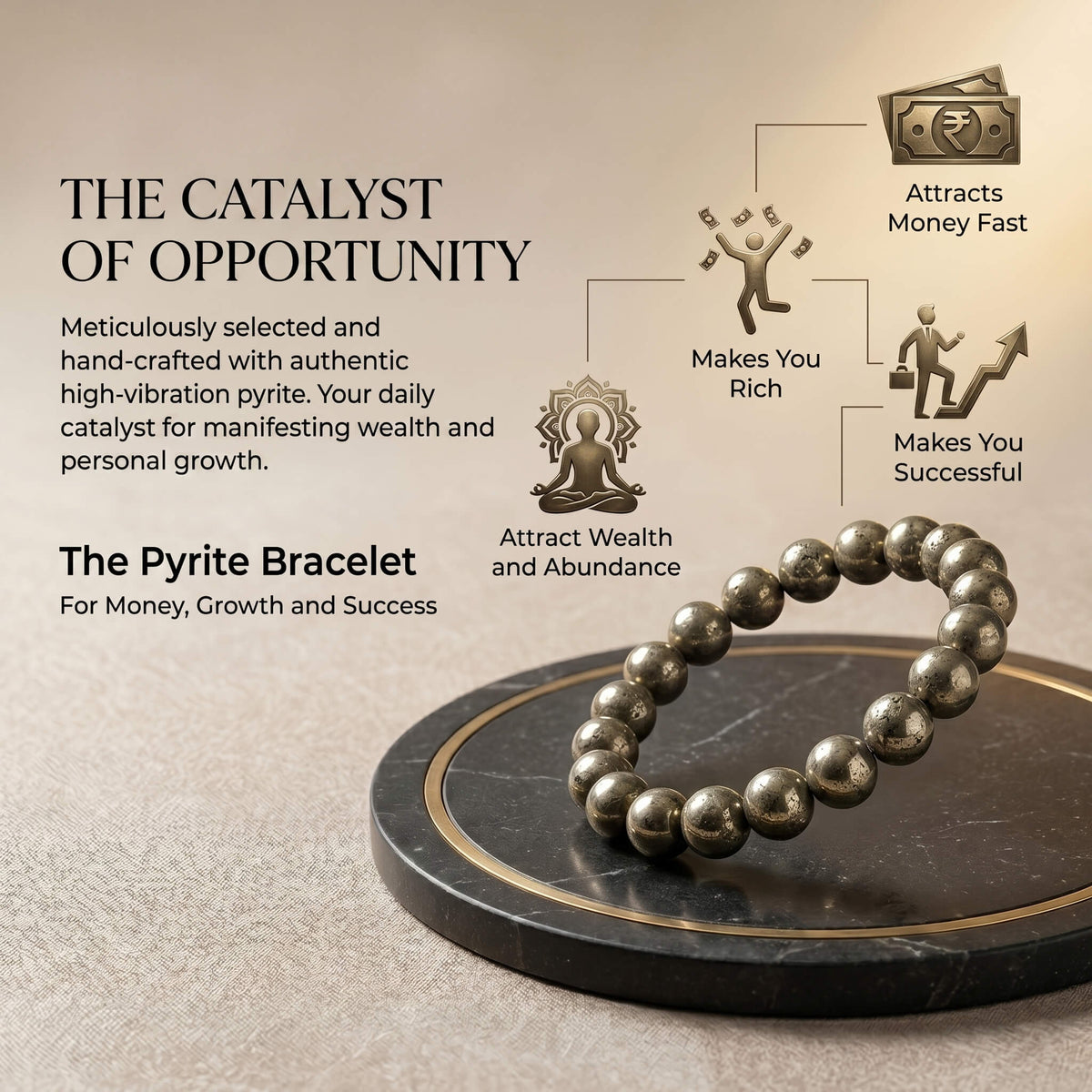 Natural Pyrite Bracelet with Lab Certificate