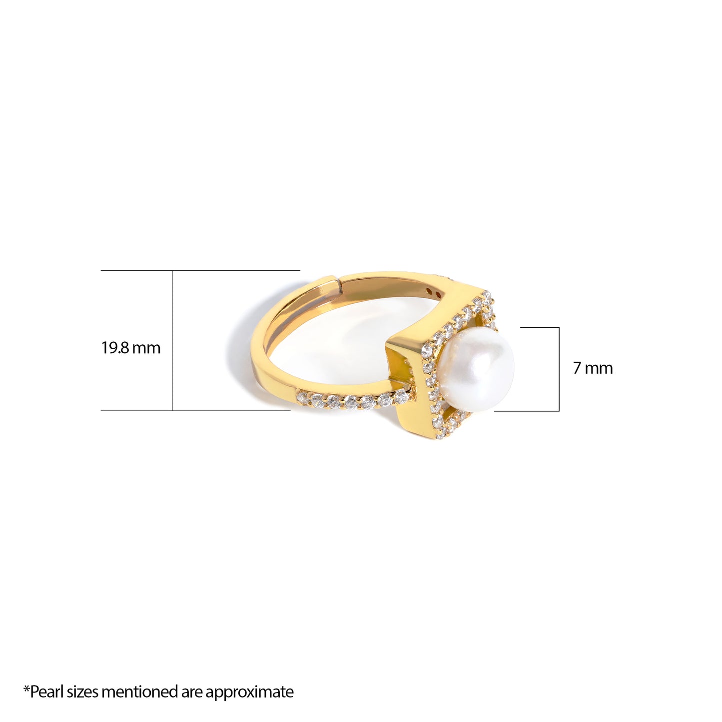 Quadrate Pearl Ring