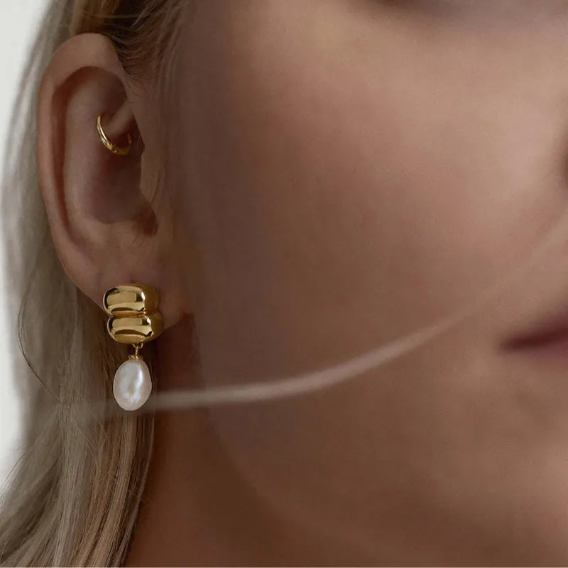 Golden Balloon Drop Earrings