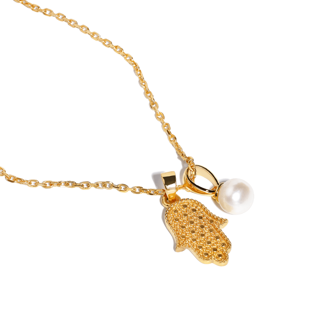 Hamsa Pearl Necklace
