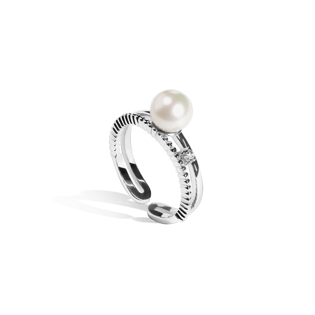 Double Band Pearl Ring