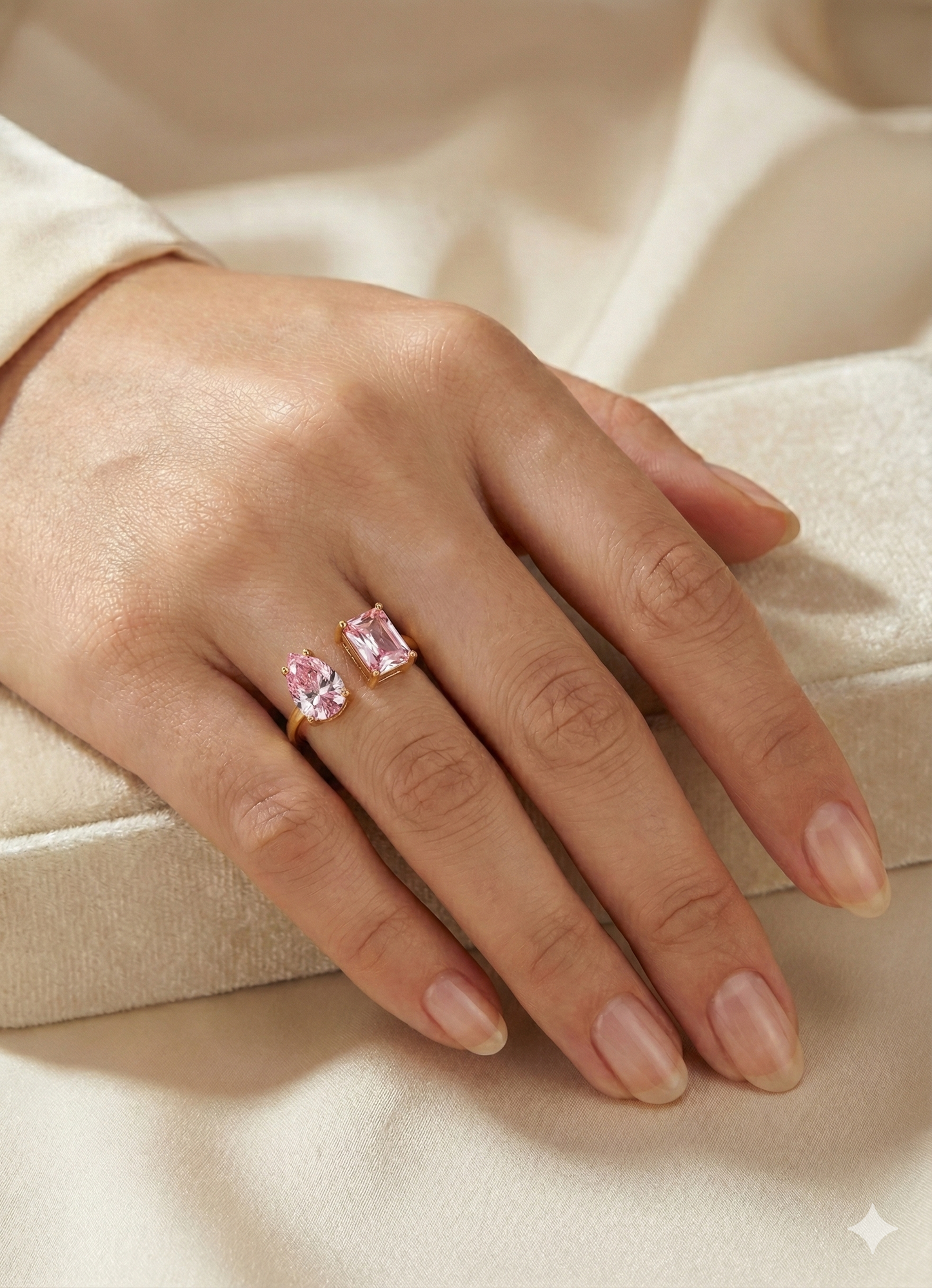 Toi et Moi Pink Duo Ring