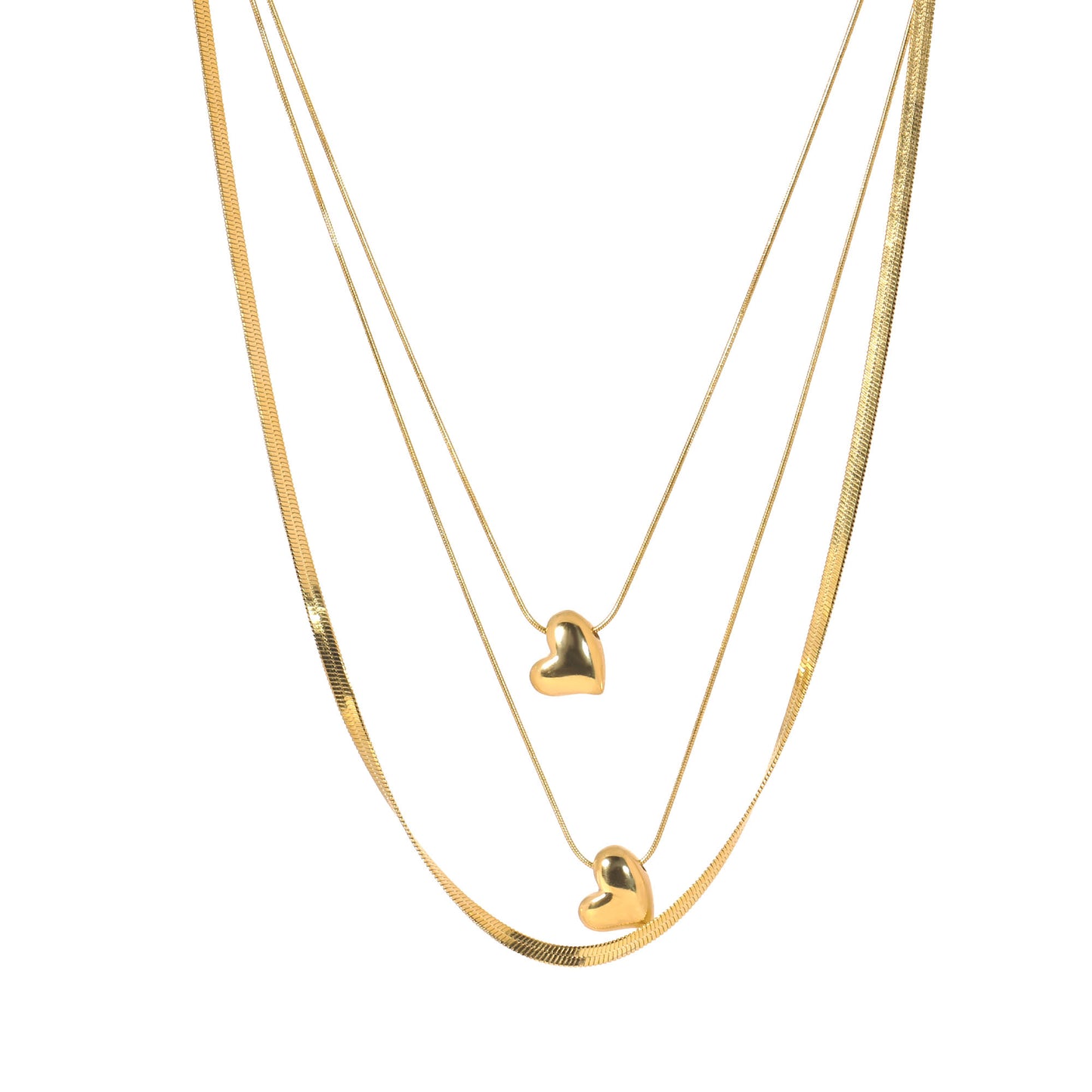Three Layer Chunky Heart Necklace