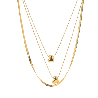 Three Layer Chunky Heart Necklace