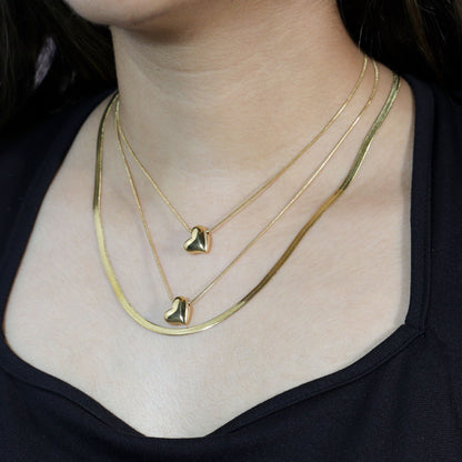 Three Layer Chunky Heart Necklace