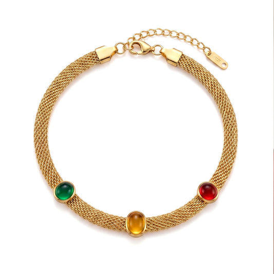 Tri-Stone Mesh Bracelet