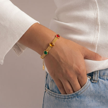 Tri-Stone Mesh Bracelet