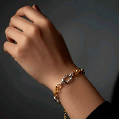 Contrast Chain Staple Bracelet