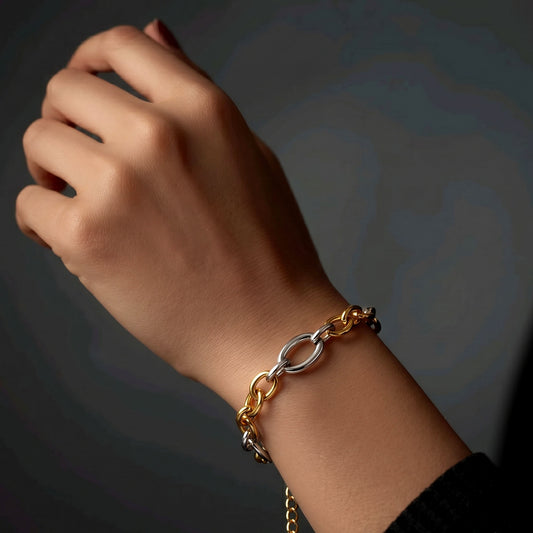 Contrast Chain Staple Bracelet
