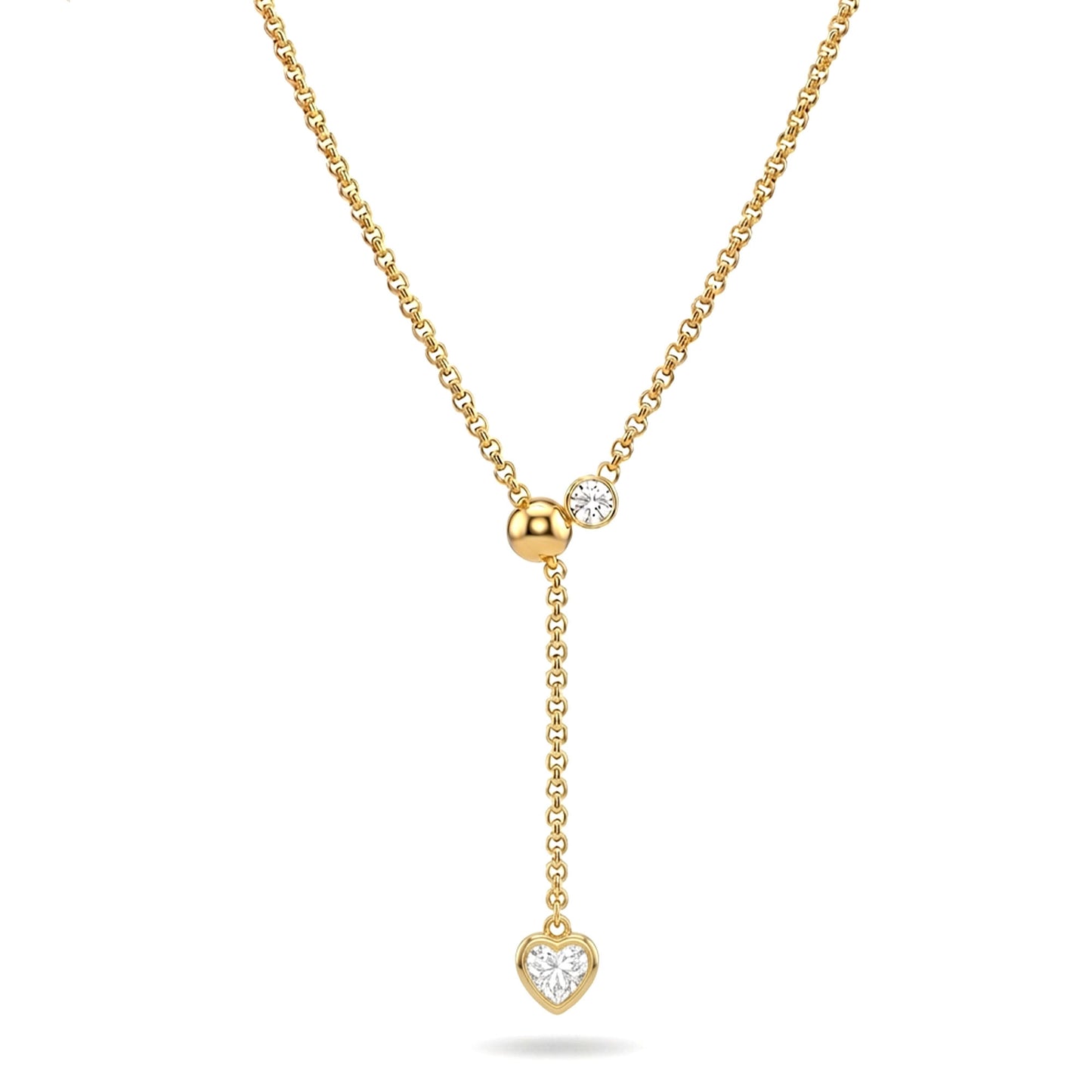 Solitaire Heart Lariat Necklace