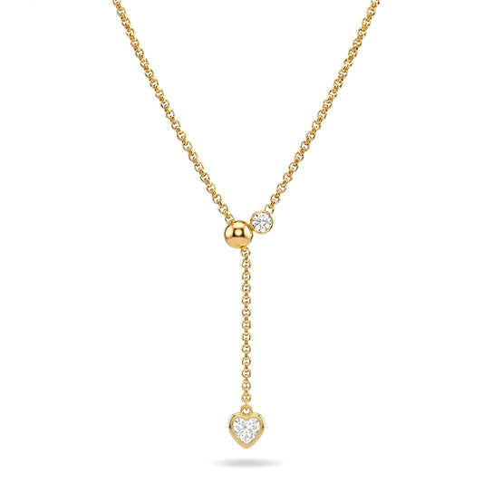 Solitaire Heart Lariat Necklace