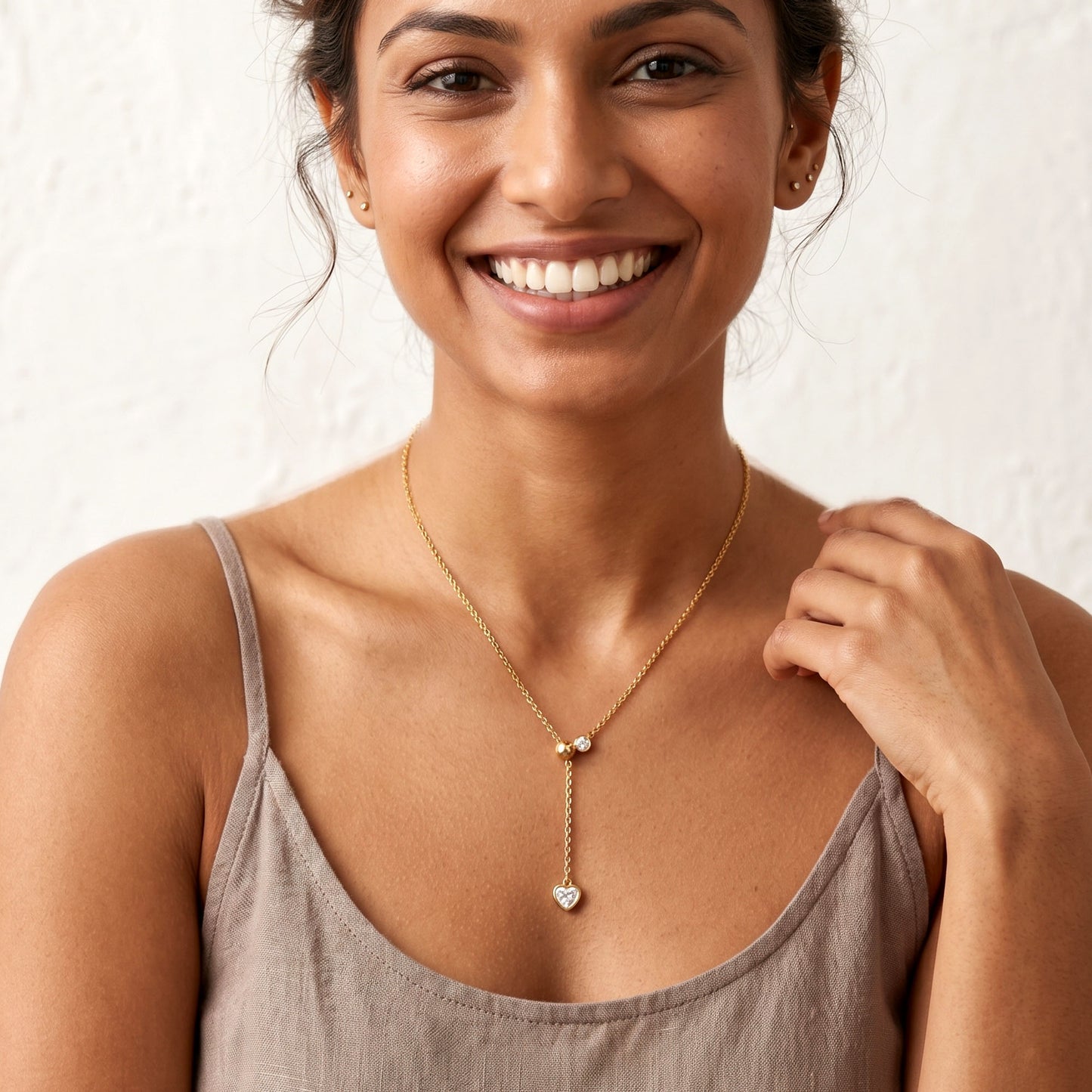 Solitaire Heart Lariat Necklace