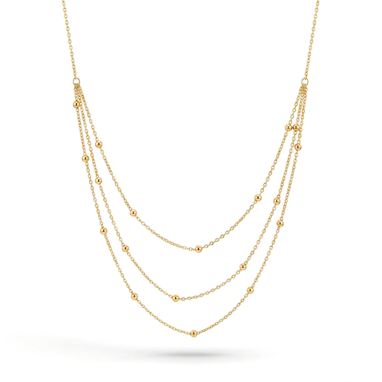 Triple Layer Bead Chain Necklace