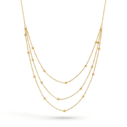 Triple Layer Bead Chain Necklace