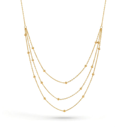 Triple Layer Bead Chain Necklace