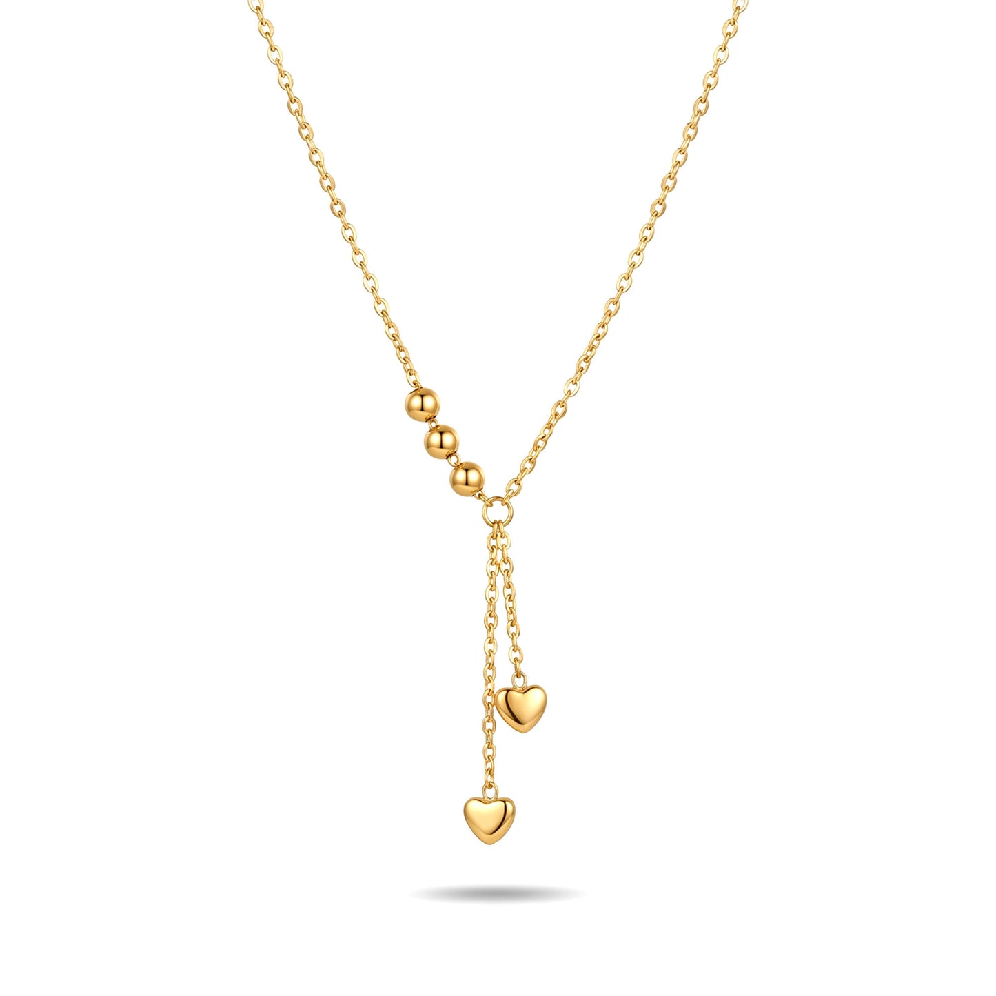 Duo Heart Lariat Necklace