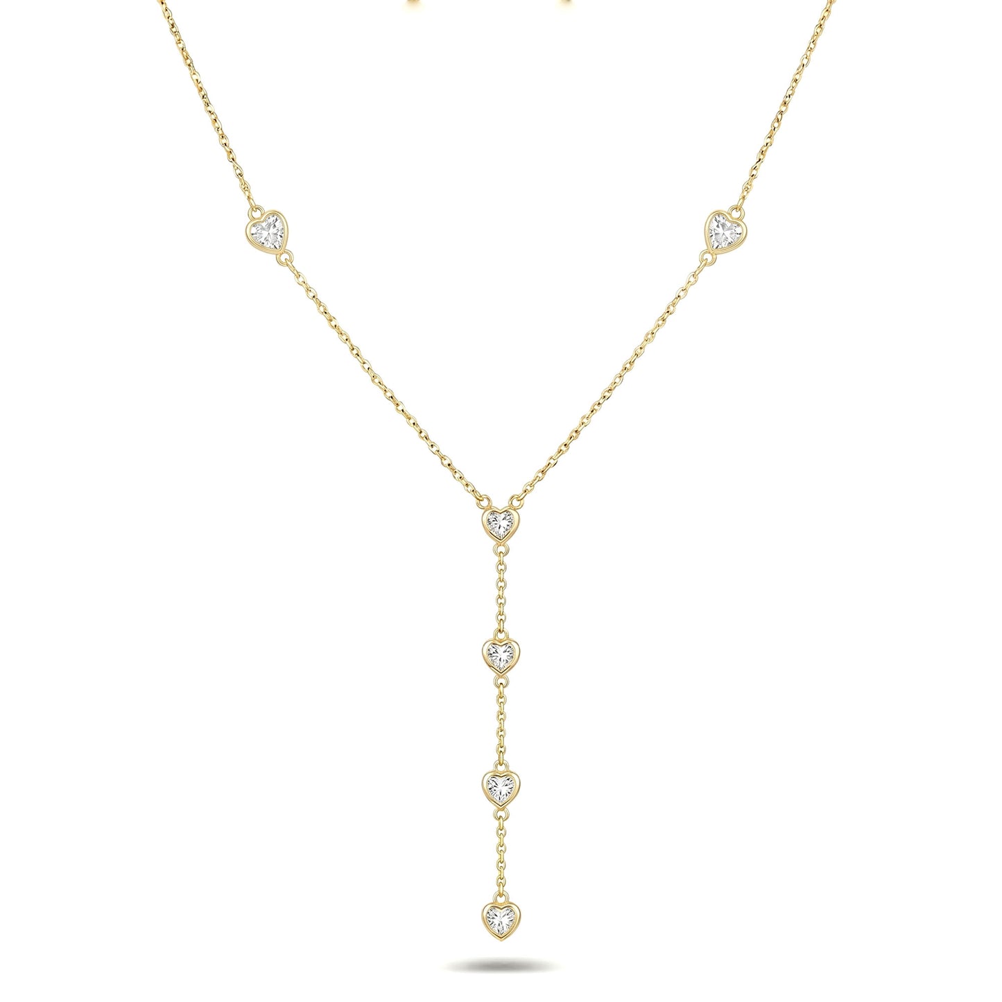 Crystal Heart Lariat Necklace