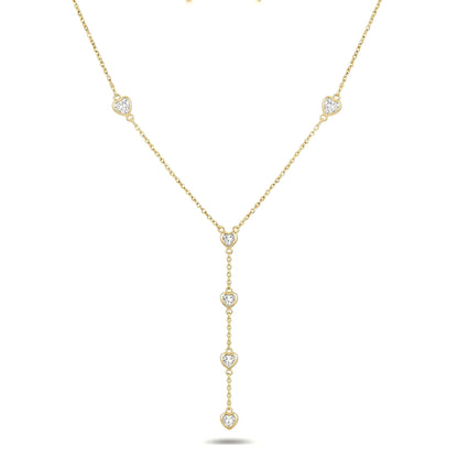 Crystal Heart Lariat Necklace