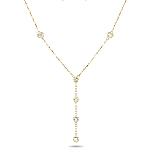Crystal Heart Lariat Necklace