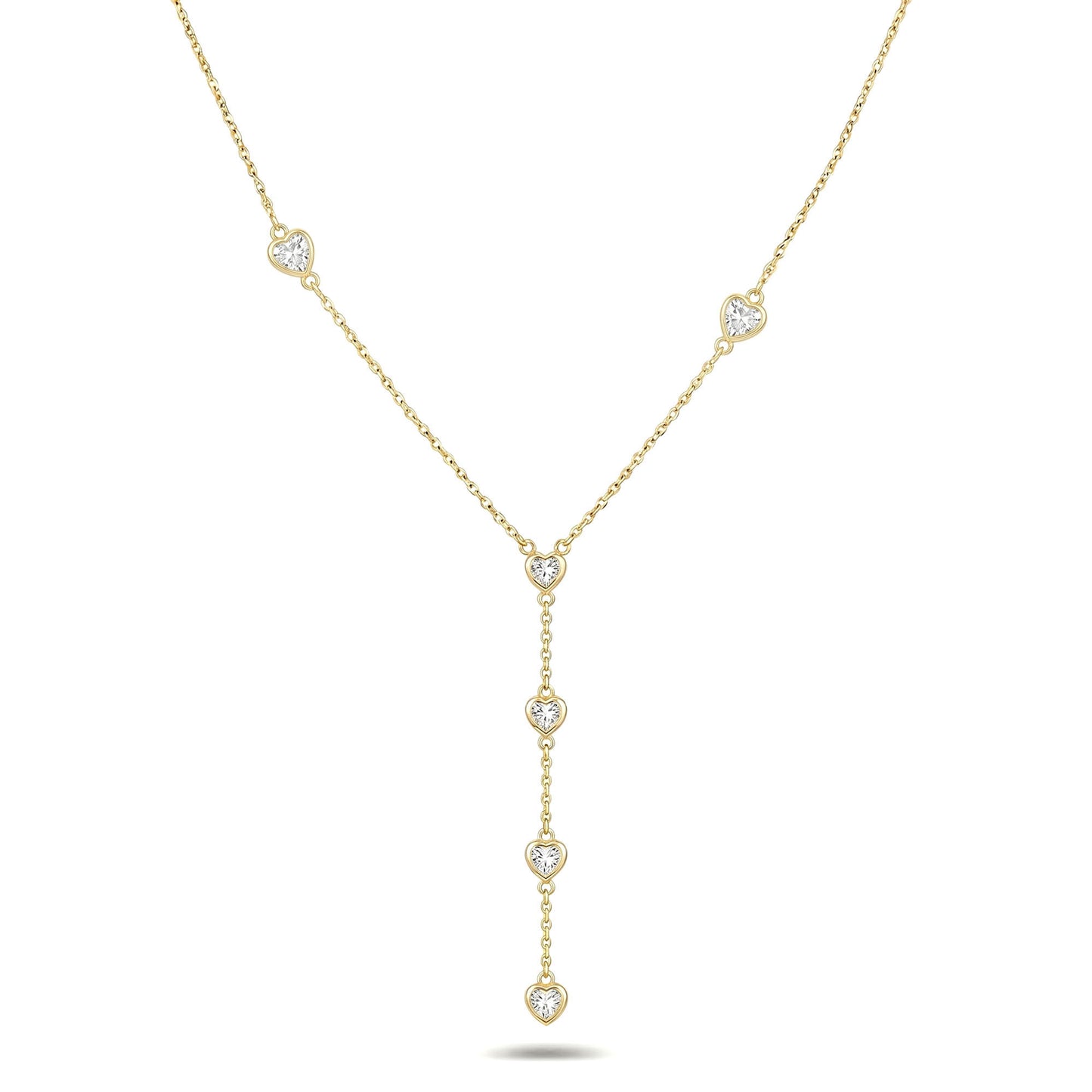 Crystal Heart Lariat Necklace