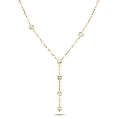 Crystal Heart Lariat Necklace