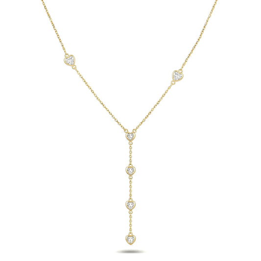 Crystal Heart Lariat Necklace