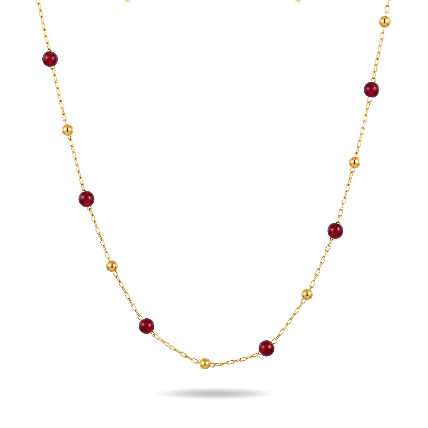 Crimson Beaded Chain Necklace